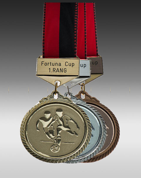 Premium Medaille Fussball mit Barette Premium Medaille Fussball mit Barette
